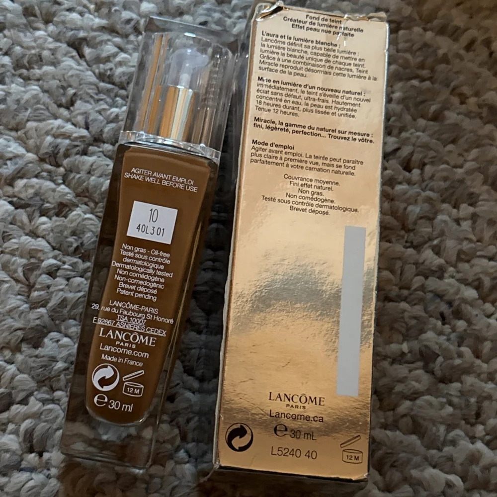 NEW Lancome Teint Miracle Foundation BARE Skin Effect #10 445N Medium Deep